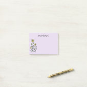 Retro Wilde Bloemen Gepersonaliseerde Lila Lavende Post-it® Notes (Op bureau)