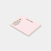 Retro Wilde Bloemen Gepersonaliseerde Roze Botanis Post-it® Notes (Schuin)