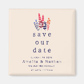 Retro Wilde Bloemen Niet Foto Save the Date Bruilo Magneet (Voorkant)