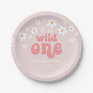Retro wilde één madeliefje boho bloemige eerste ve papieren bordje