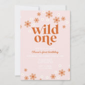 Retro wilde één madeliefje boho eerste verjaardag kaart (Voorkant)