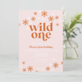 Retro wilde één madeliefje boho eerste verjaardag kaart (Staand voorkant)