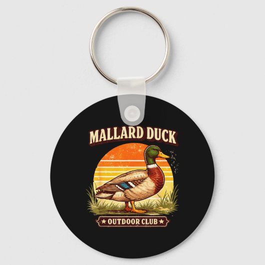 Retro wilde eend vissers club sleutelhanger (Voorkant)