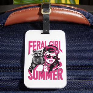 Retro Wilde Meisje Zomer Opossum Grappige Wasbeer  Bagagelabel