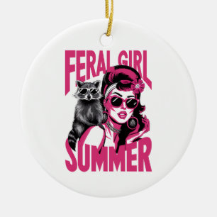 Retro Wilde Meisje Zomer Opossum Grappige Wasbeer  Keramisch Ornament