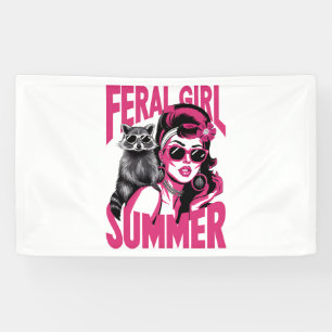 Retro Wilde Meisje Zomer Opossum Grappige Wasbeer  Spandoek