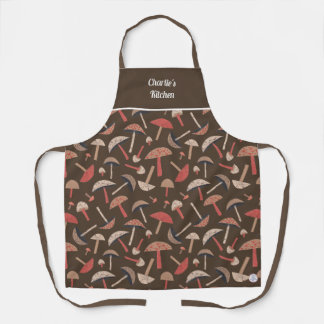 Retro wilde paddenstoelen Schattige Earth Brown Bo Schort