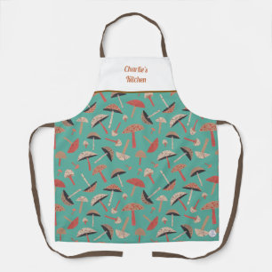 Retro wilde paddenstoelen Schattigee grillige bota Schort