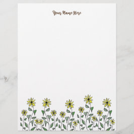 Retro Wildebloem Doodle Persoonlijke Mooie Bloemen Briefhoofd