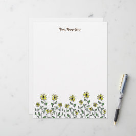 Retro Wildebloem Doodle Persoonlijke Mooie Bloemen Briefhoofd