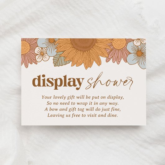 Retro Wildflowe Baby shower Display Douche Informatiekaartje