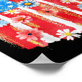 Retro Wildflower American Flag Women 4th Of July P Poster (Hoek)
