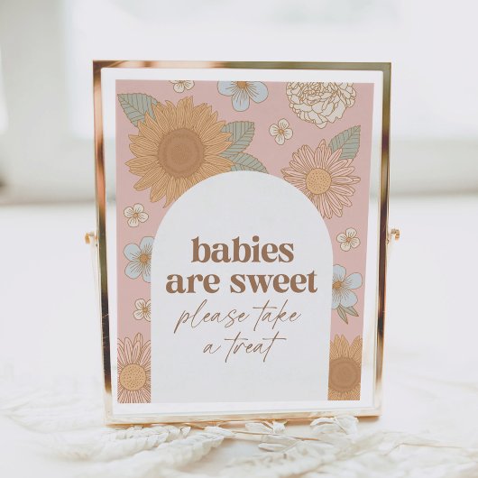 Retro Wildflower Baby shower Baby's zijn Sweet Sig Poster