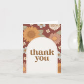 Retro Wildflower Baby shower Bedankkaart (Voorkant)