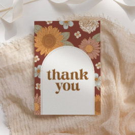 Retro Wildflower Baby shower Bedankkaart