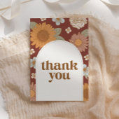 Retro Wildflower Baby shower Bedankkaart