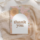 Retro Wildflower Baby shower Bedankkaart