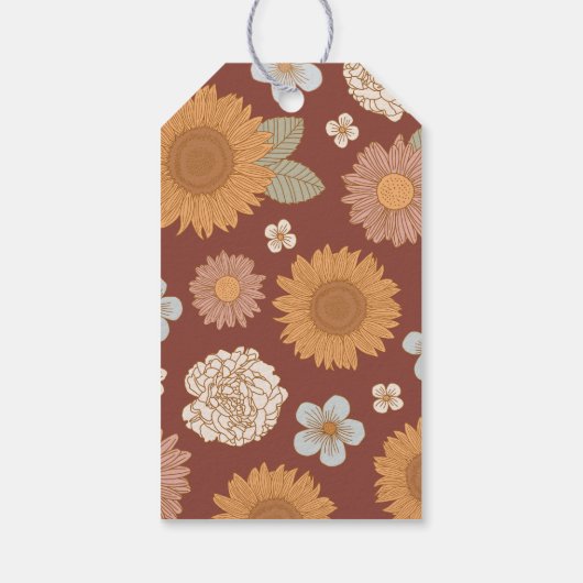 Retro Wildflower Baby shower Dank u Cadeaulabel (Achterkant)