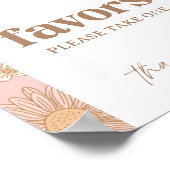 Retro Wildflower Baby shower gunsten teken Poster (Hoek)