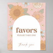 Retro Wildflower Baby shower gunsten teken Poster (Voorkant)