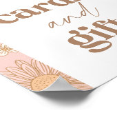 Retro Wildflower Baby shower Kaarten en Cadeaubord Poster (Hoek)