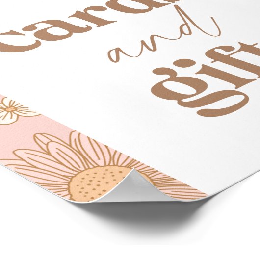 Retro Wildflower Baby shower Kaarten en Cadeaubord Poster (Hoek)