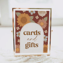 Retro Wildflower Baby shower Kaarten en Cadeaubord