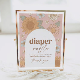 Retro Wildflower Baby shower Luier Raffle Teken Poster