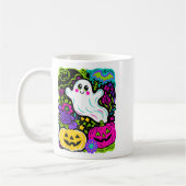 Retro Wildflower Boho Ghost Floral Halloween Cute  Koffiemok (Links)