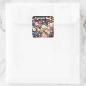 Retro Wildflower Floral Pattern Custom Vierkante Sticker (Tas)