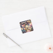 Retro Wildflower Floral Pattern Custom Vierkante Sticker (Envelop)