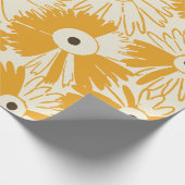Retro Wildflower Large Scale Floral Goldenrod Cadeaupapier (Hoek)