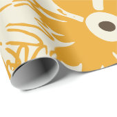 Retro Wildflower Large Scale Floral Goldenrod Cadeaupapier (Rol Hoek)