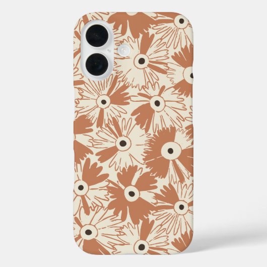Retro Wildflower Large Scale Floral Terracotta Case-Mate iPhone Case (Achterkant)