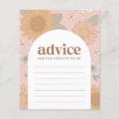 Retro Wildflower Meisje Baby shower Advies Kaart (Voorkant)