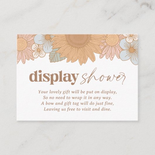 Retro Wildflower Meisje Baby shower Display Douche Informatiekaartje (Voorkant)