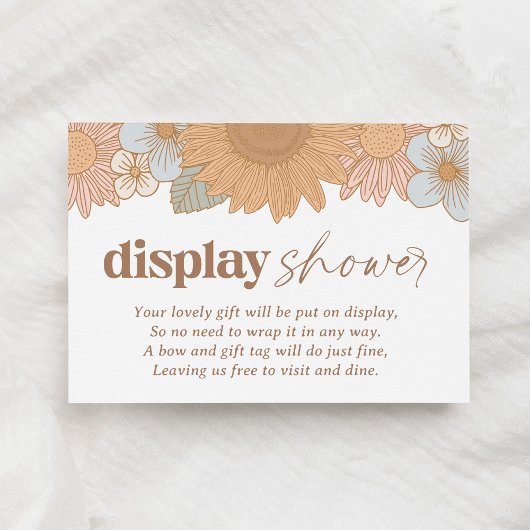 Retro Wildflower Meisje Baby shower Display Douche Informatiekaartje