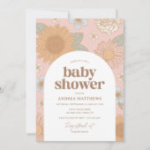 Retro Wildflower Meisje Baby shower Kaart (Voorkant)