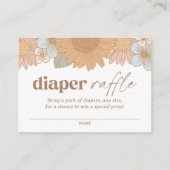 Retro Wildflower Meisje Baby shower Luier Raffle Informatiekaartje (Voorkant)