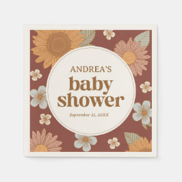 Retro Wildflower Meisje Baby shower Servet