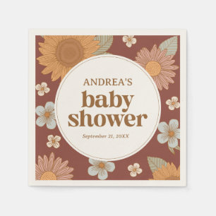Retro Wildflower Meisje Baby shower Servet