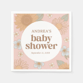 Retro Wildflower Meisje Baby shower Servet