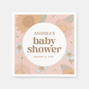 Retro Wildflower Meisje Baby shower Servet