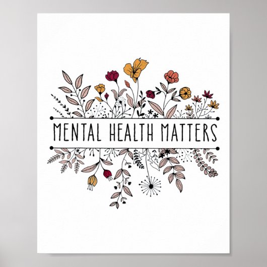 Retro Wildflower Mental Health Problemen Awareness Poster (Voorkant)