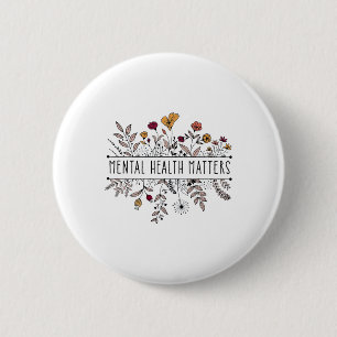 Retro Wildflower Mental Health Problemen Awareness Ronde Button 5,7 Cm