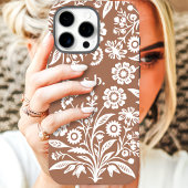 Retro Wildflower Mocha Mousse Floral Monogram Case-Mate iPhone Case