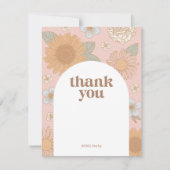 Retro Wildflower Verjaardag Dank u kaart Notitiekaartje (Voorkant)