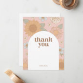 Retro Wildflower Verjaardag Dank u kaart Notitiekaartje (Voorkant / Achterkant in situ)