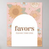 Retro Wildflower Verjaardagsfeestje Favorieten Tek Poster (Voorkant)