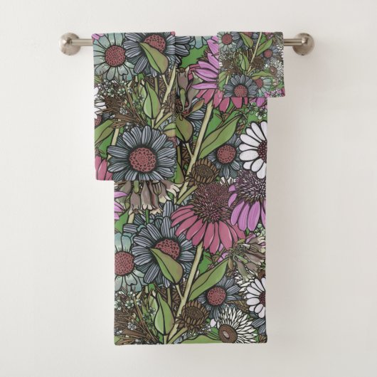 Retro Wildflower Winter Garden Bad Handdoek (Insitu)